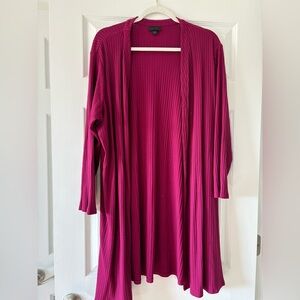 J. Jill Open-Front Ribbed Cardigan in Deep Berry